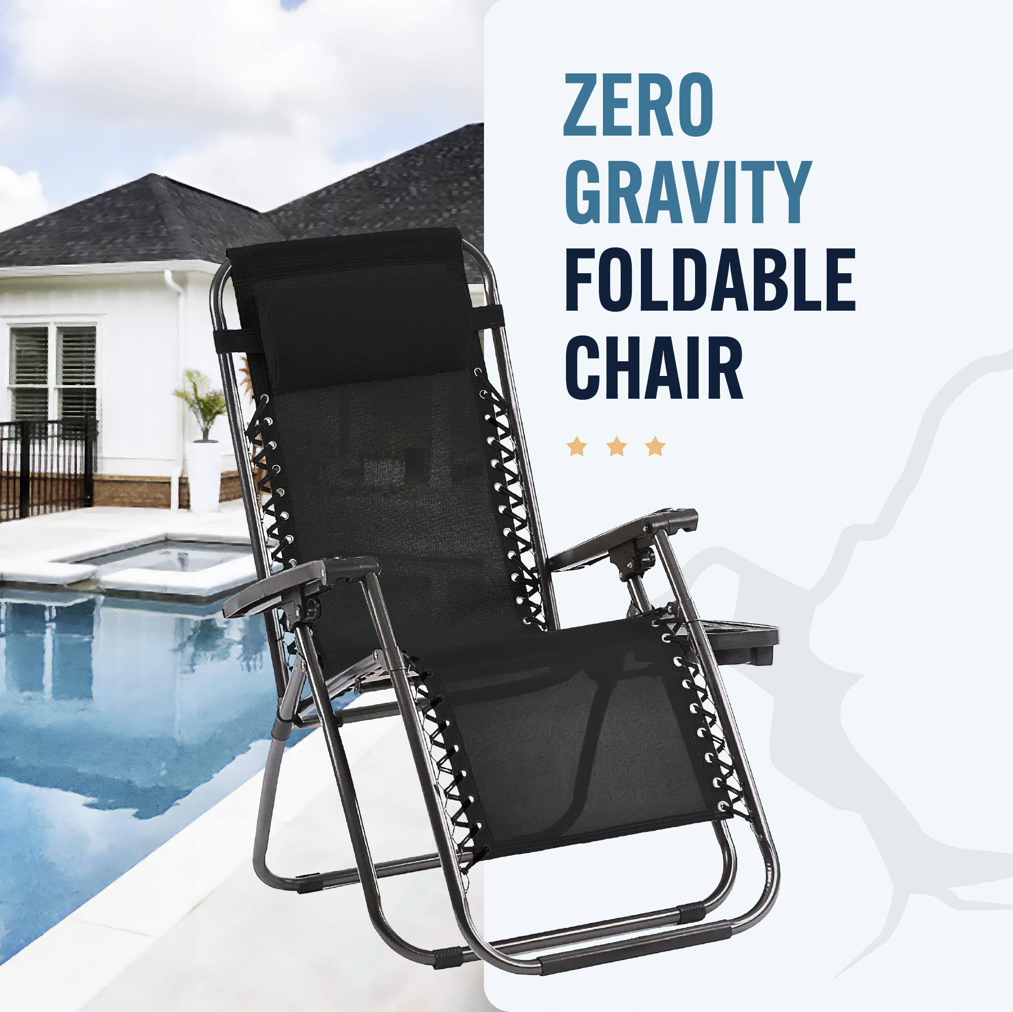 Adjustable Zero Gravity Folding Chair w/ Side Table