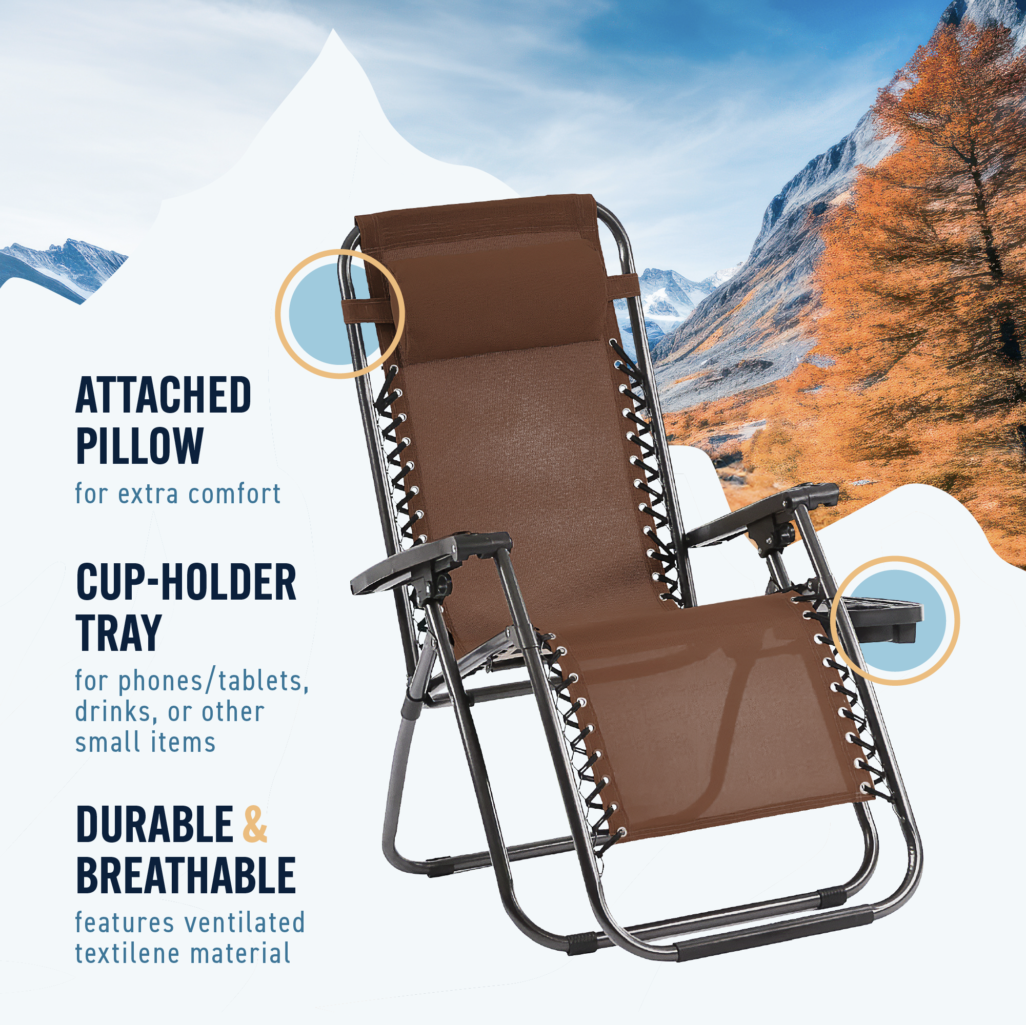 Adjustable Zero Gravity Folding Chair w/ Side Table