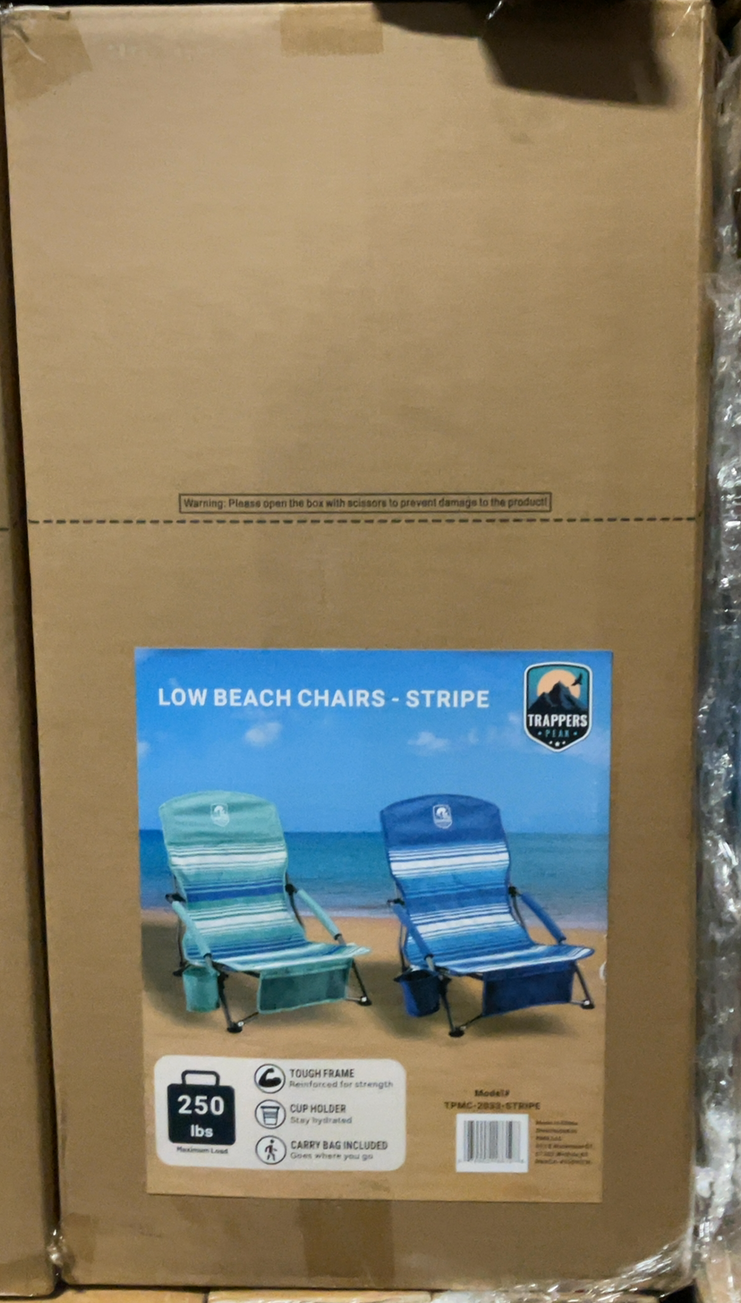 Low Profile Folding Beach Chair (Stripe Pattern)