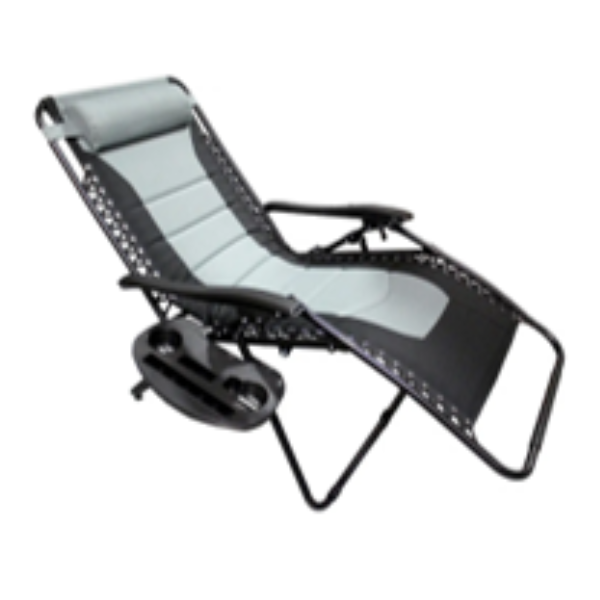 Oversized Adjustable Zero Gravity Folding Chair w/ Side Table
