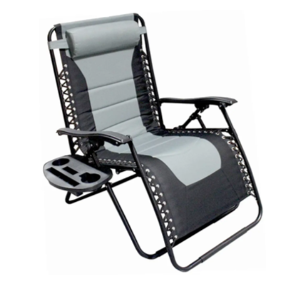 Oversized Adjustable Zero Gravity Folding Chair w/ Side Table