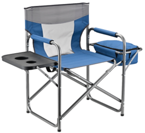 Folding Directors Chair w/ Cooler & Side Table (2 Red and 2 Blue Chairs) Sold in PDQ, Pricing Reflects Each.