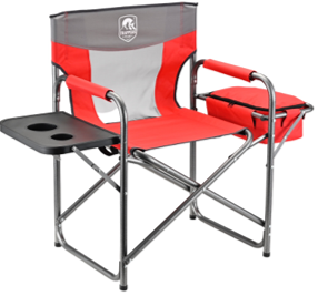 Folding Directors Chair w/ Cooler & Side Table (2 Red and 2 Blue Chairs) Sold in PDQ, Pricing Reflects Each.