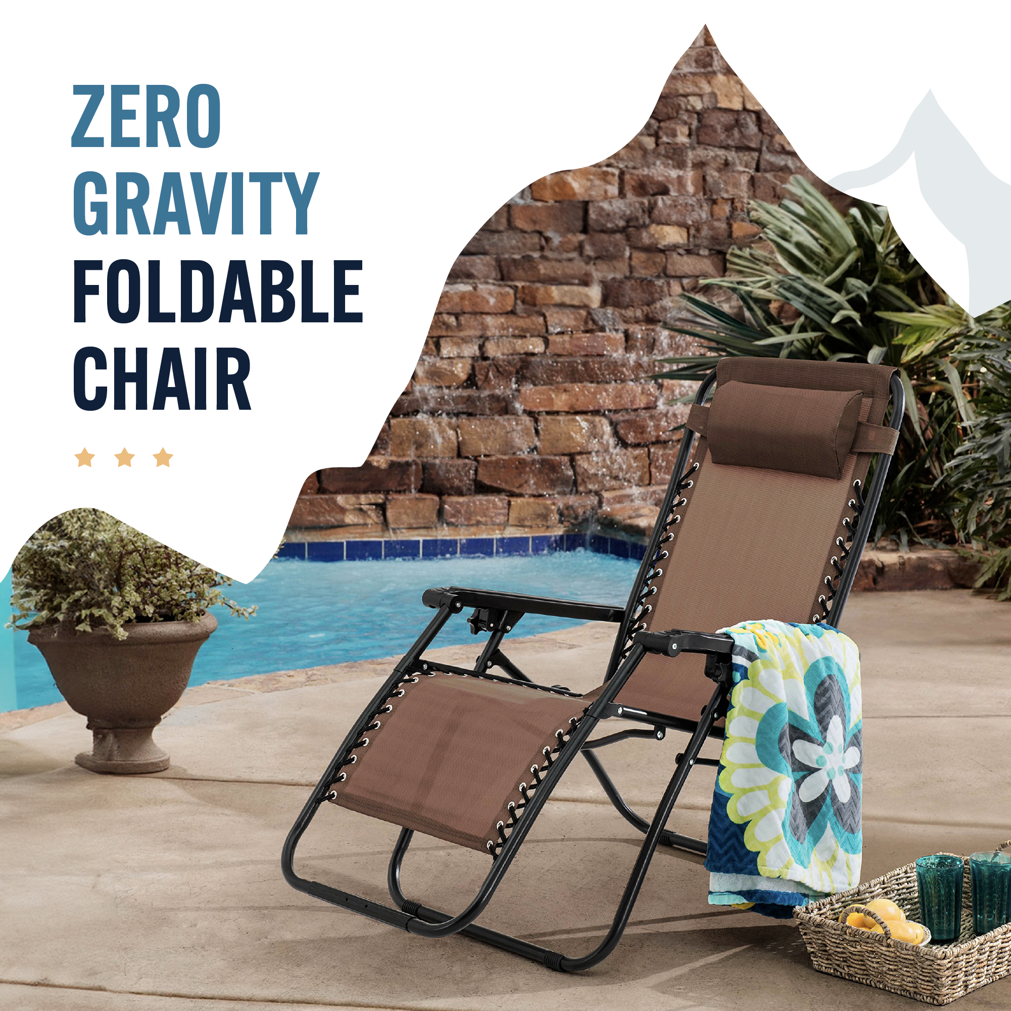 Adjustable Zero Gravity Folding Chair w/ Side Table